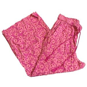 Knox Rose Fuchsia and Light Pink Paisley Patterned Wide Leg Pants